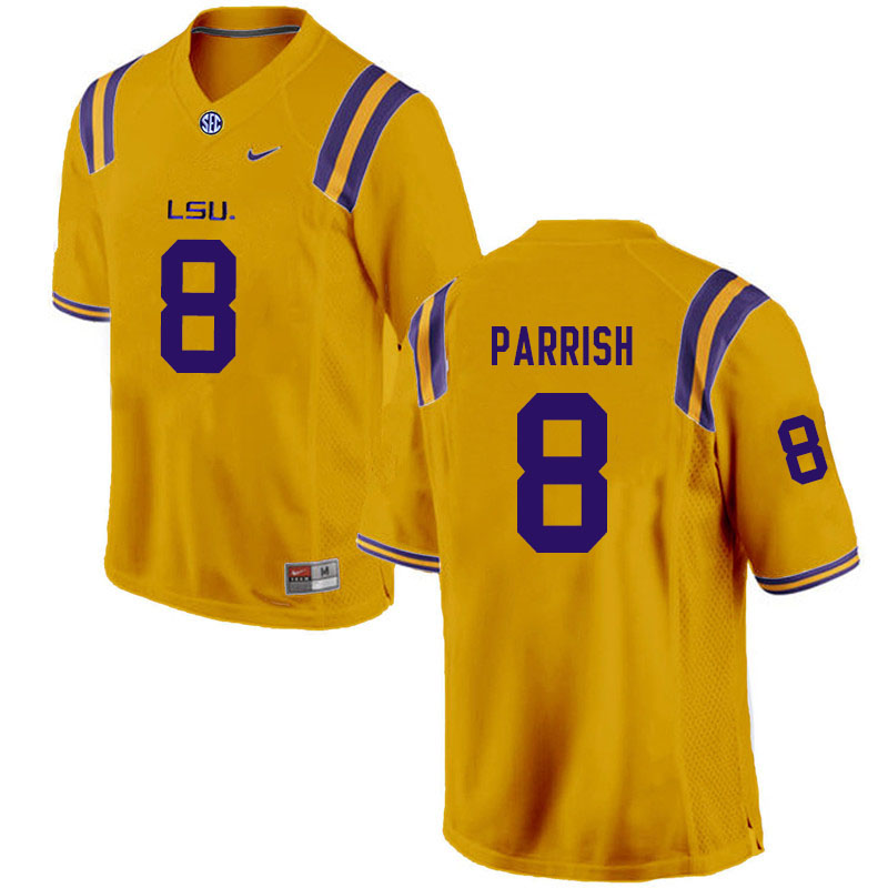 Men #8 Peter Parrish LSU Tigers College Football Jerseys Sale-Gold